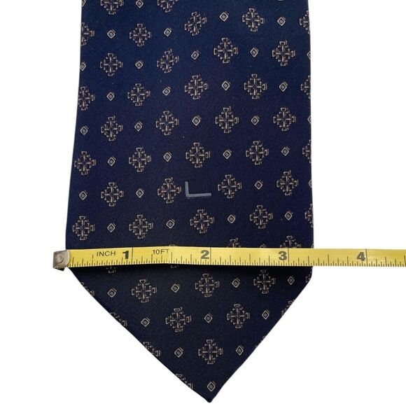 Lancel Paris 100% Pure Silk Gales Barcelona Made in Spain Navy Blue Neck Tie - Picture 8 of 9